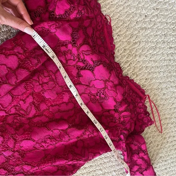 Rickie Freeman for Teri jon Fuchsia lace tulle Midi Dress size 2 - Picture 8 of 10
